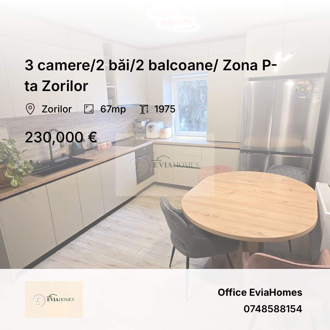 3 camere/2 băi/2 balcoane/ Zona P-ta Zorilor - Poză 1