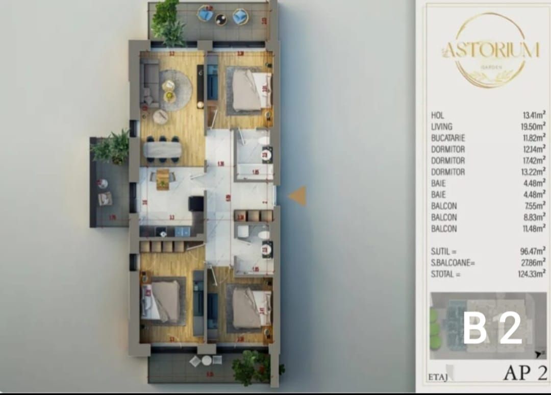 4CAM. IN COMPLEXUL ASTORIUM GARDEN,PROIECT FINALIZAT,MUTARE IMED.! - Poză 1