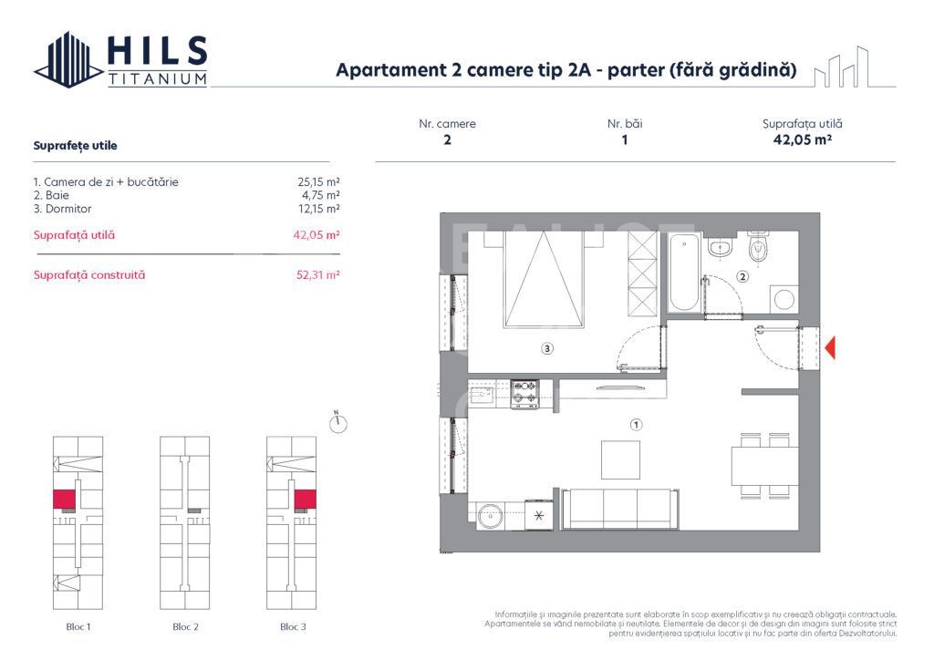 Vânzare, apartament, 2 camere tip 2A, HILS Titanium, București - Poză 2