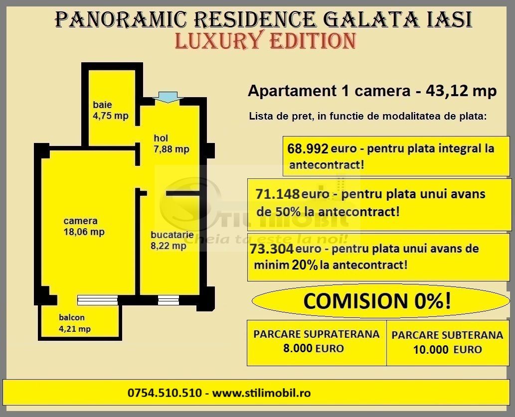 Apartament decomandat de vanzare in Iasi, Galata, 43,12 mp, bloc nou - Poză 2