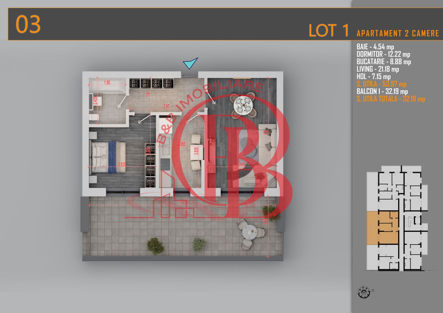 Apartament 2 camere cu terasa-Titan Pallady Metrou Teclu - Schiță 2