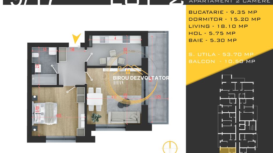Decomandat Luminos 15 minute de metrou Teclu IKEA Titan Pallady Modern - Poză 12