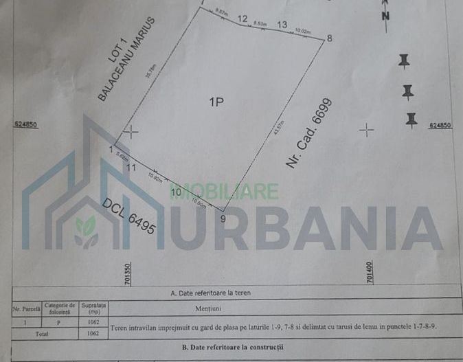 Teren Intravilan de Vânzare în Iași, Șoseaua Bucium – 1062 mp - Poză 2