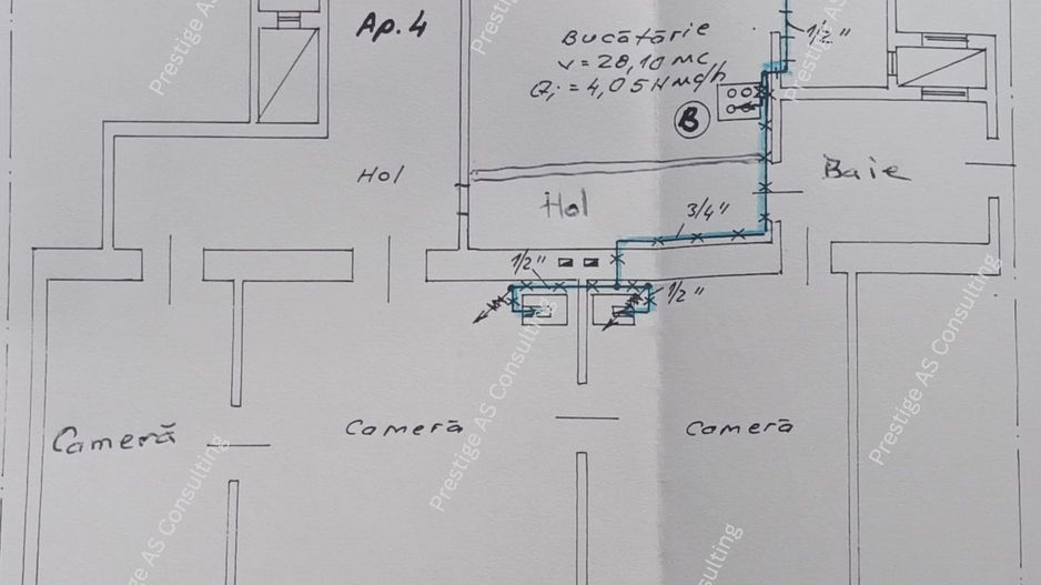 Apartament deosebit in Palat istoric 110 mp+ Balcon deschis- Piata Sf. Gheorghe - Schiță 12