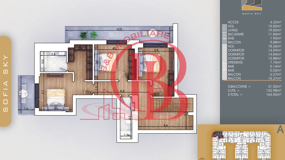 4 Camere modern-Scara interioara-Titan-Pallady-7min metrou - Schiță 6