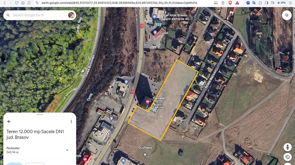 Teren intravilan 12.000 mp Sacele 50 m deschidere la DN1 Hotel Ramada - Poză 1
