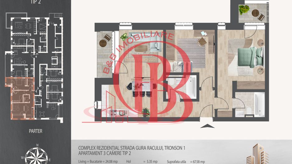 3 camere  700 metri de  Metrou Nicolae Teclu - Schiță 8