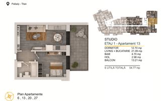 2 camere Tip Studio Titan-Pallady cu Loc de Parcare Gratuit - Poză 1