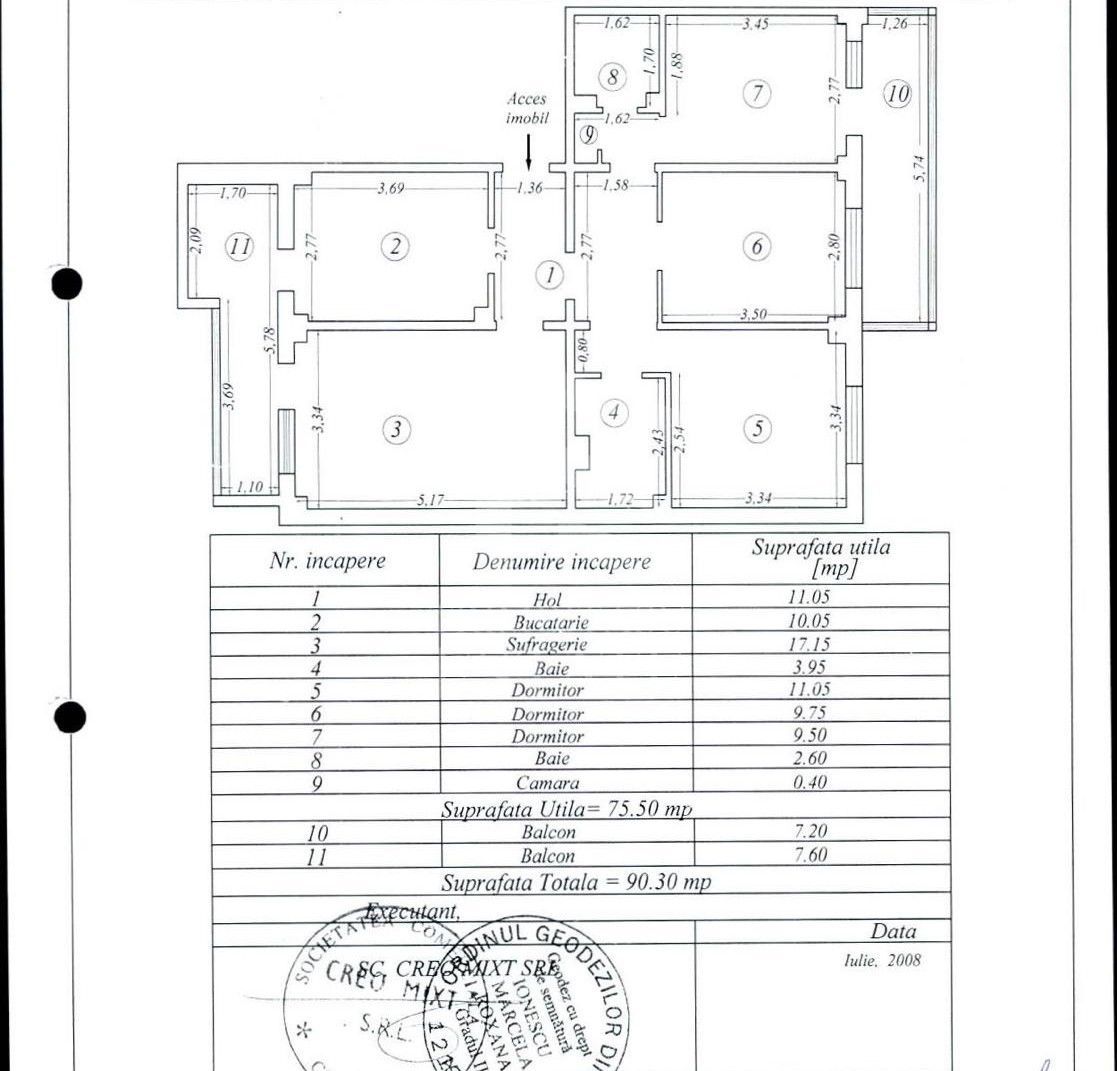Apartament 4 camere 90 mp loc parcare centrala termica Inel 2 - Schiță 23