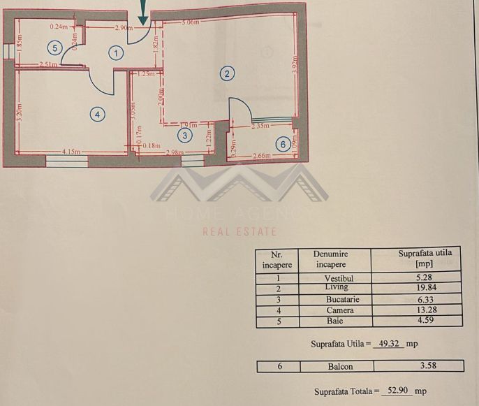Apartament 2 camere Otopeni | mobilat, utilat, parcare | bloc cu lift - Schiță 8