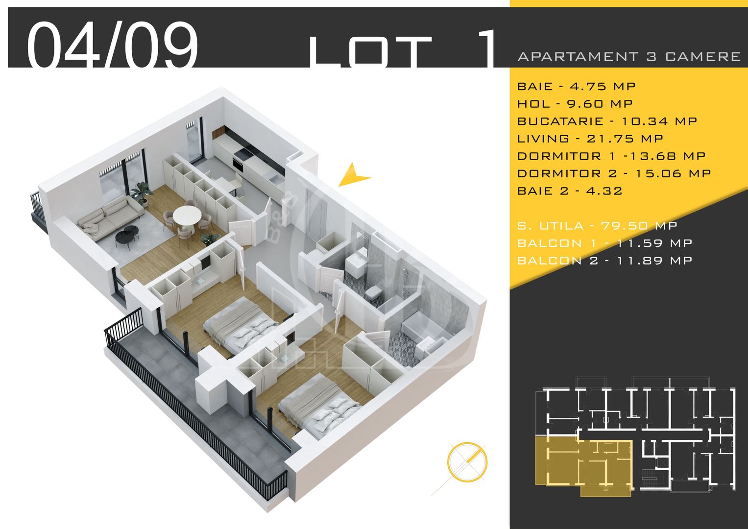 3 camere decomandat Titan Pallady  Metrou Nicolae Teclu - Schiță 11