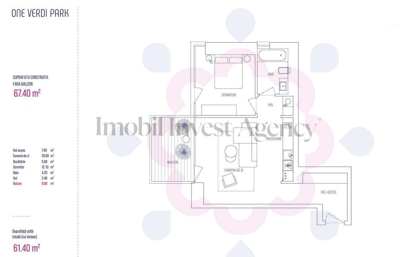 Apartament 2 camere de vanzare One Verdi Park - Schiță 9