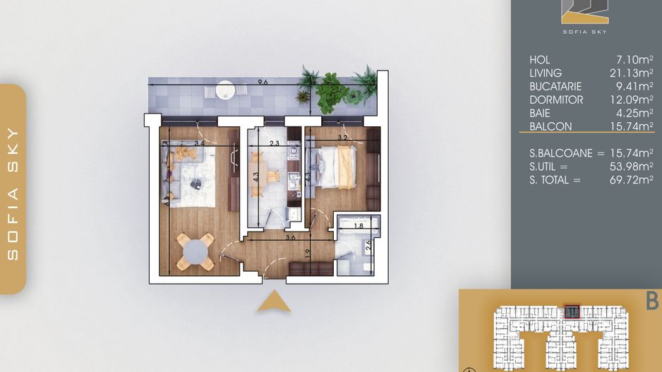 Apartament 2 camere decomandat 7 minute metrou Nicolae Teclu - Schiță 5