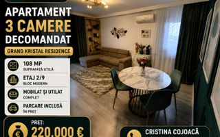 Grand Kristal Apartament 3 camere Mobilat si Utilat + Parcare Inclusa - Poză 1
