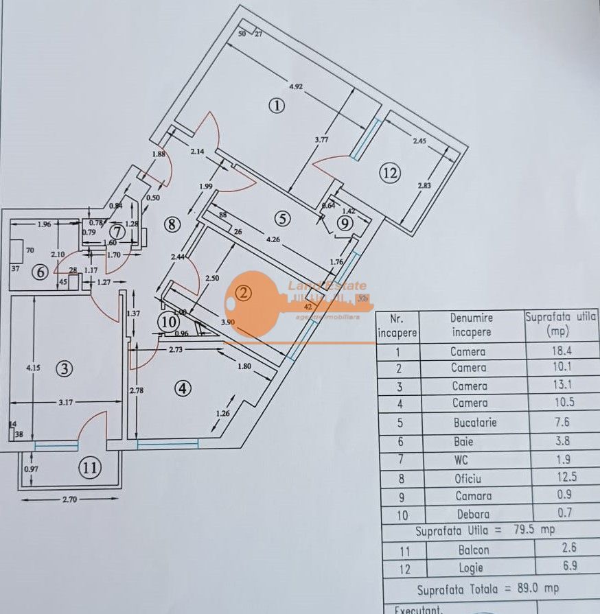 Apartament 4 camere | 88 mp | Pantelimon - Chisinau - Schiță 7