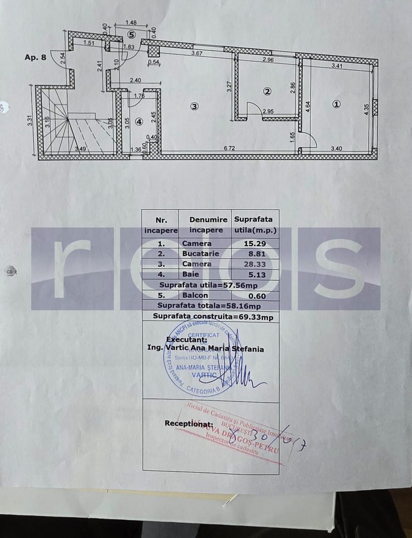 VANZARE APARTAMENT 2 CAMERE | 57MP | MOBILAT-UTILAT | DAMAROAIA - Schiță 8