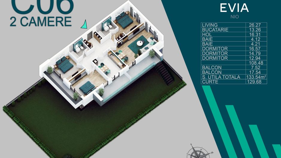 4 camere cu gradina proiect premium - Metrou nicolae Teclu - Schiță 6