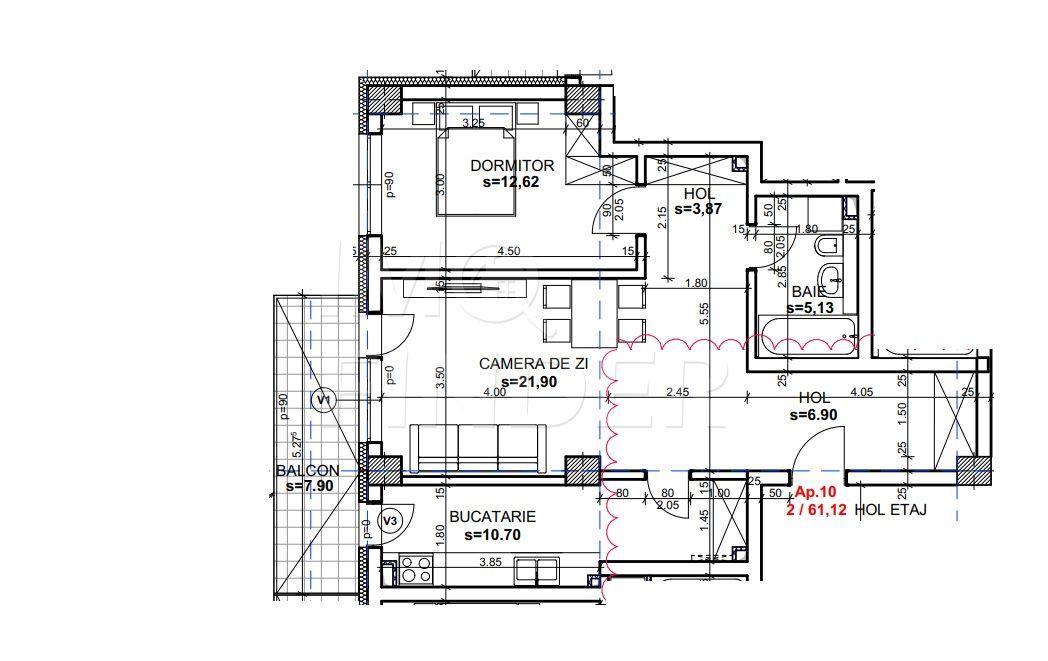 FARA COMISION- 2 camere,  61 mp utili + balcon, etaj 1 din 4 - Poză 6