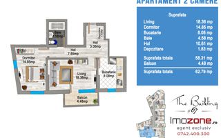 MILITARI, PIATA GORJULUI, 2 camere 63mp UTILI, BUCATARIE INCHISA, COMISION 0%. - Poză 1