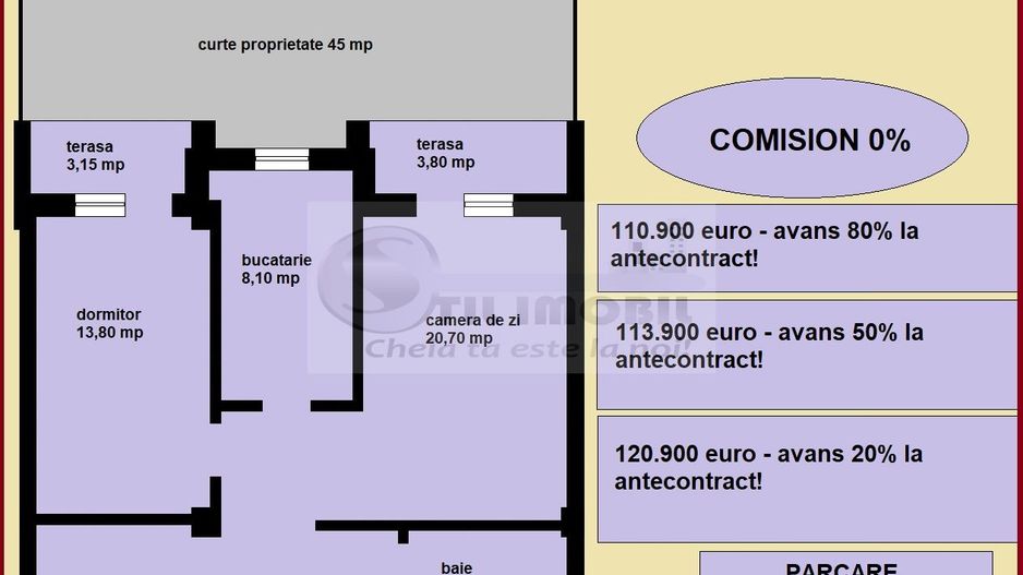 Apartament 2 camere de vanzare in Iasi Valea Lupului, curte proprie - Poză 2
