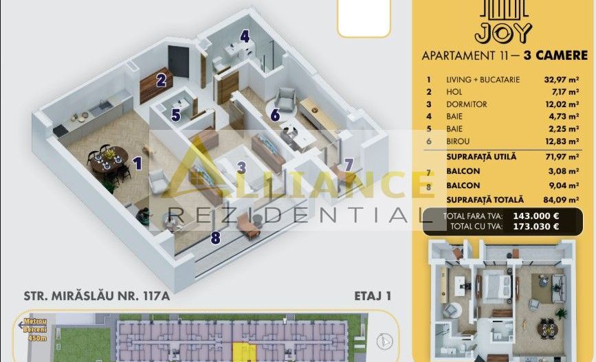 [JOY] Apartament cu 3 camere | 2 bai - 84 mp - Poză 7