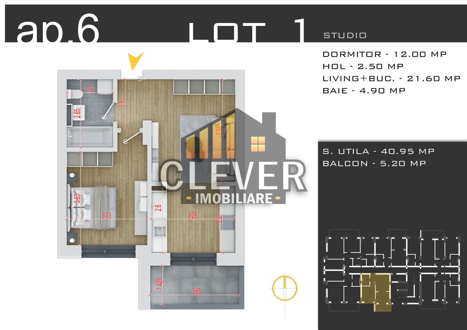 Studio 46mp Totali - Design Modern - Zona Pallady - Comision 0% - Poză 1