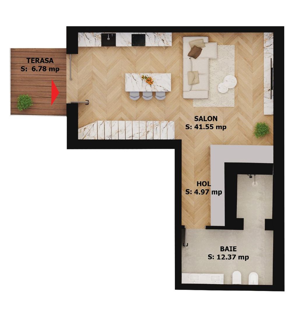 Apartament nou, 2 camere, 261 500 Euro. Comision 0. - Poză 1