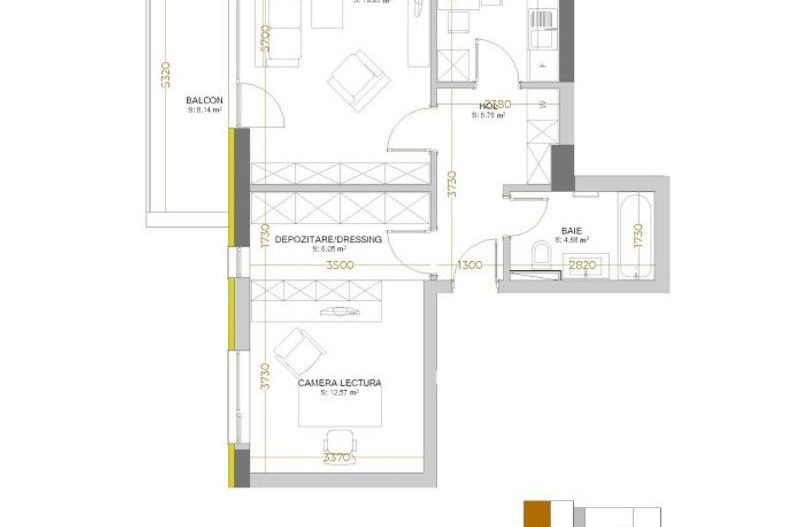 Apartament cu 2 camere in Urban Plaza - Schiță 20