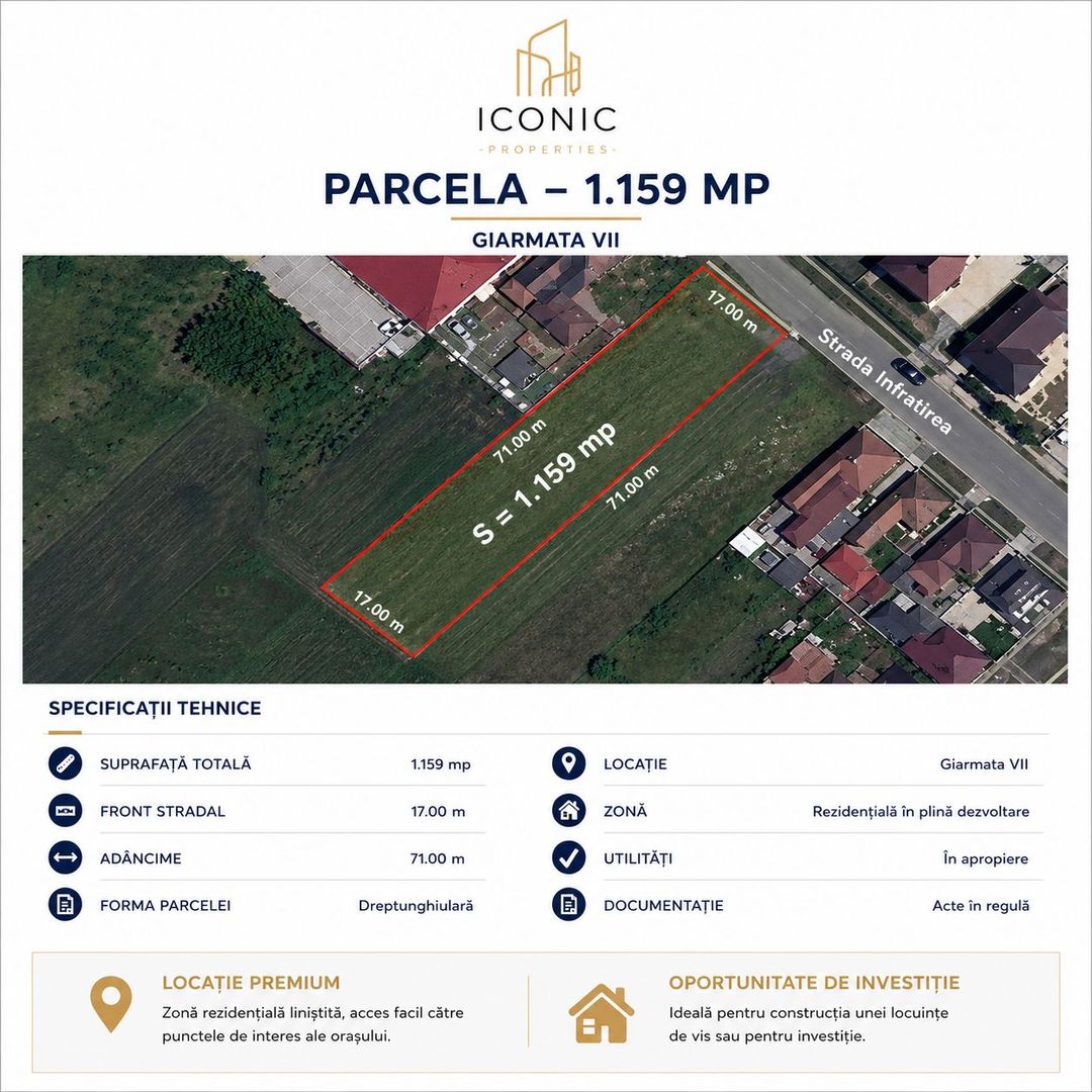 Teren intravilan 1.158 mp | Giarmata Vii | Acces asigurat - Poză 1