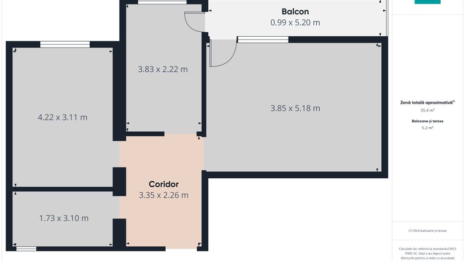 Apartament 2 camere 55,5 mp  la gri – Giroc - Poză 6