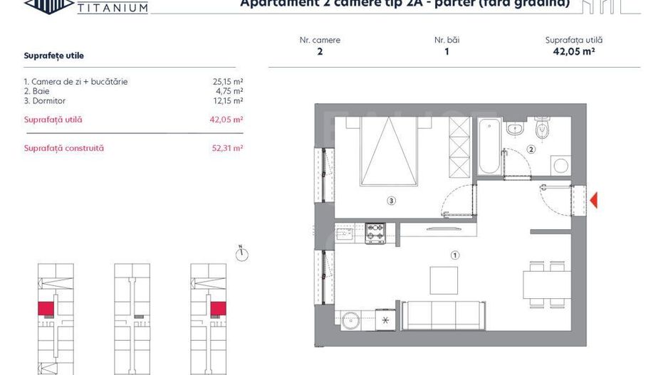 Vânzare, apartament, 2 camere tip 2A, HILS Titanium, București - Poză 2