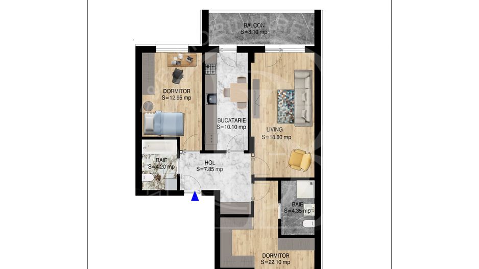 3 camere decomandat Pallady Metrou Nicolae Teclu - Schiță 12