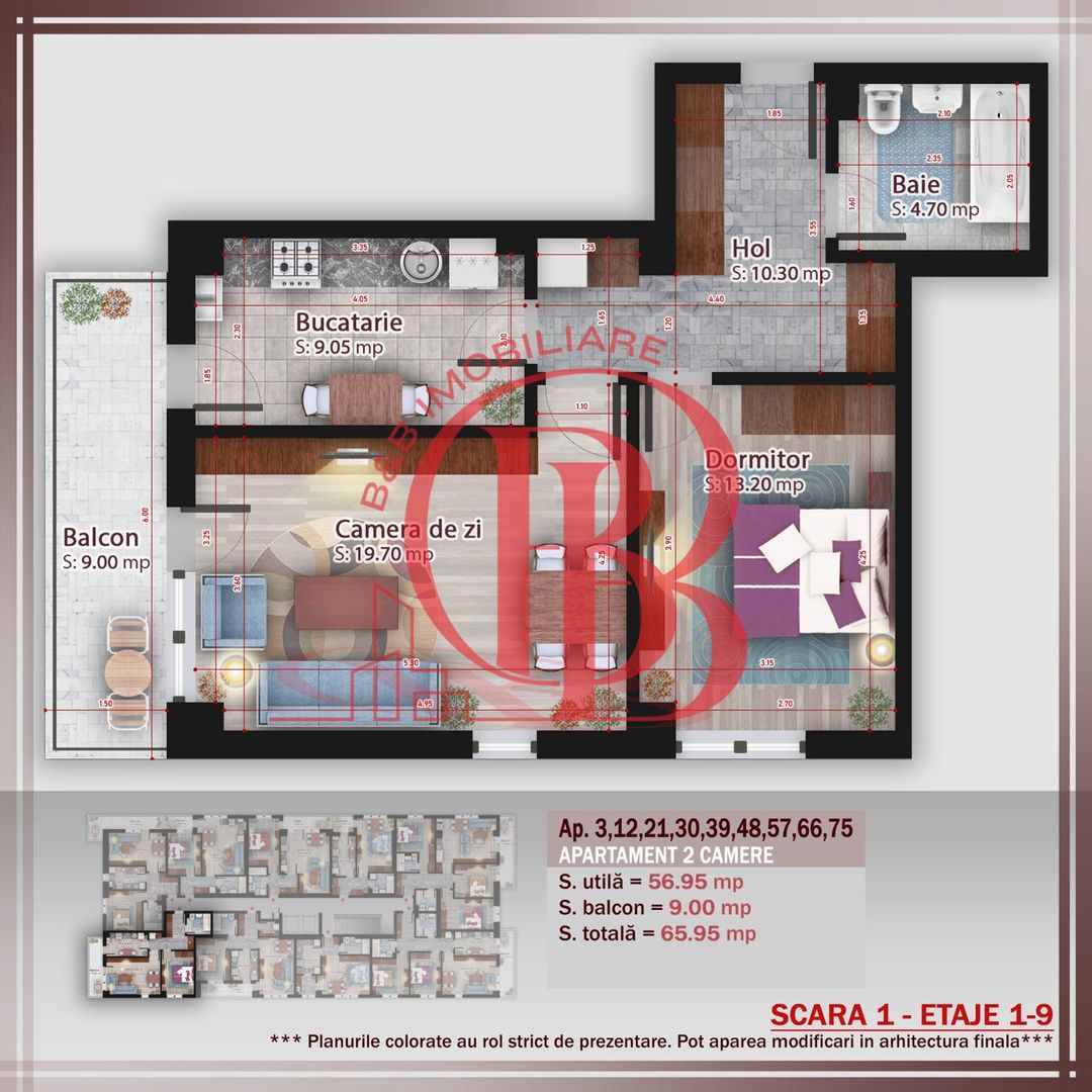 2 camere compartimentare ideala Titan Pallady Metrou N Teclu - Schiță 2