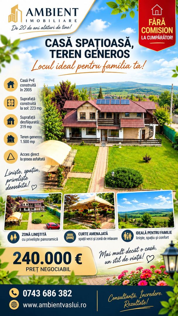 Casă spațioasă cu teren generos de 1.500 mp, zona CIUSMEAUA MOLDOVENCEI; - Poză 1