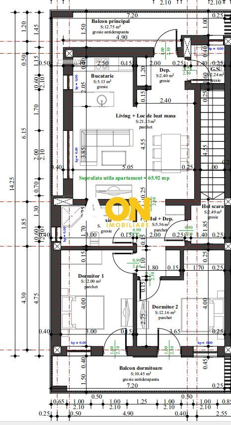 Apartament la vila, 3 camere, 2 balcoane, 2 bai, etaj 1 - Poză 4