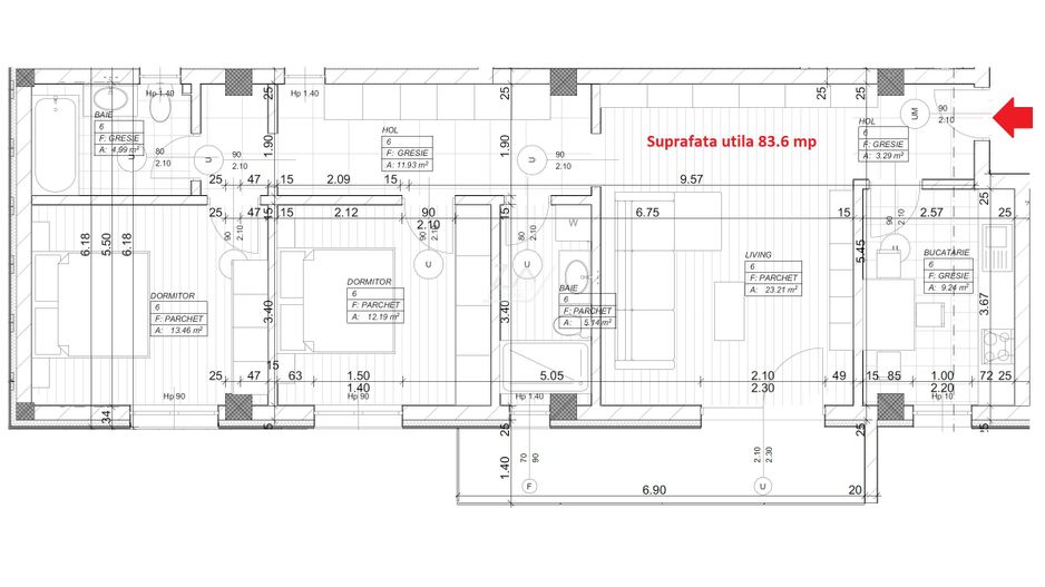 Braytim - CF de Timisoara. Etaj 1. Lift. Bucatarie inchisa. Parcare subterana. - Poză 8