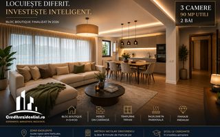 NOU!!! 3 camere premium, 90 mp și 2 băi | Bloc boutique- 0% comision - Poză 1