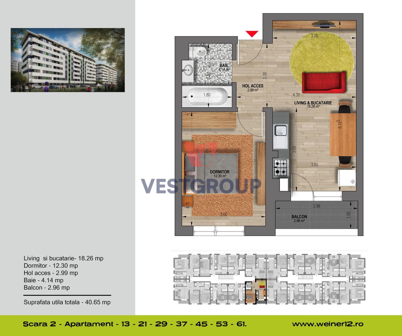 Apartament 2 Camere Weiner Residence Militari Direct Dezvoltator VEST - Poză 3