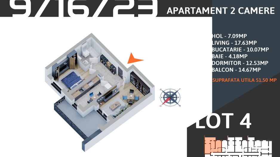 Oferta Lansare 2 camere parcare bonus centrala apartament - Schiță 6
