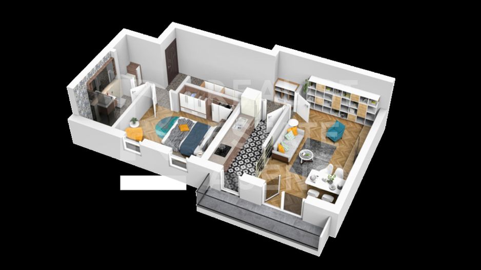 Apartament 2 camere, Mansarda, Coder Residence - Schiță 1