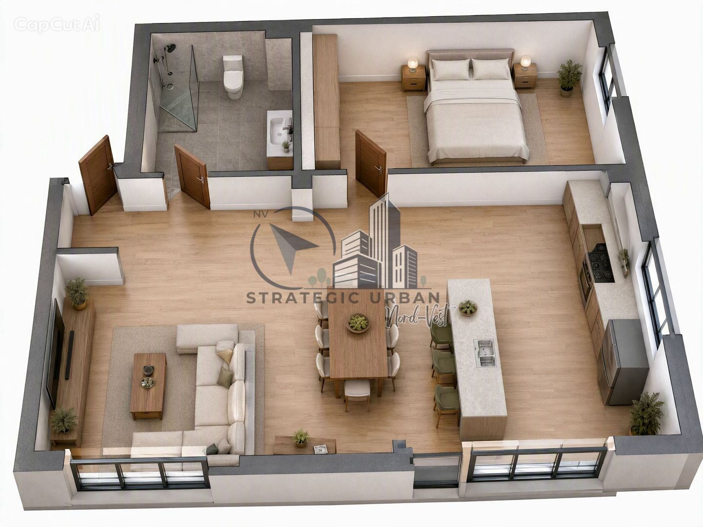 Apartament 2 camere, nou, finisat, mobilat și utilat complet - Poză 12