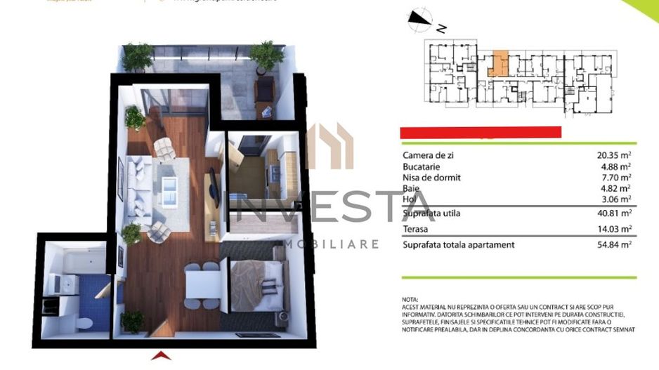 Apartament 2 camere in Sopor cu terasa de 15 metri - Schiță 9