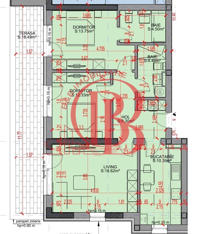 Promo-Apartament 3 camere 2 Bai-Terasa-Theodor Pallady - Schiță 2