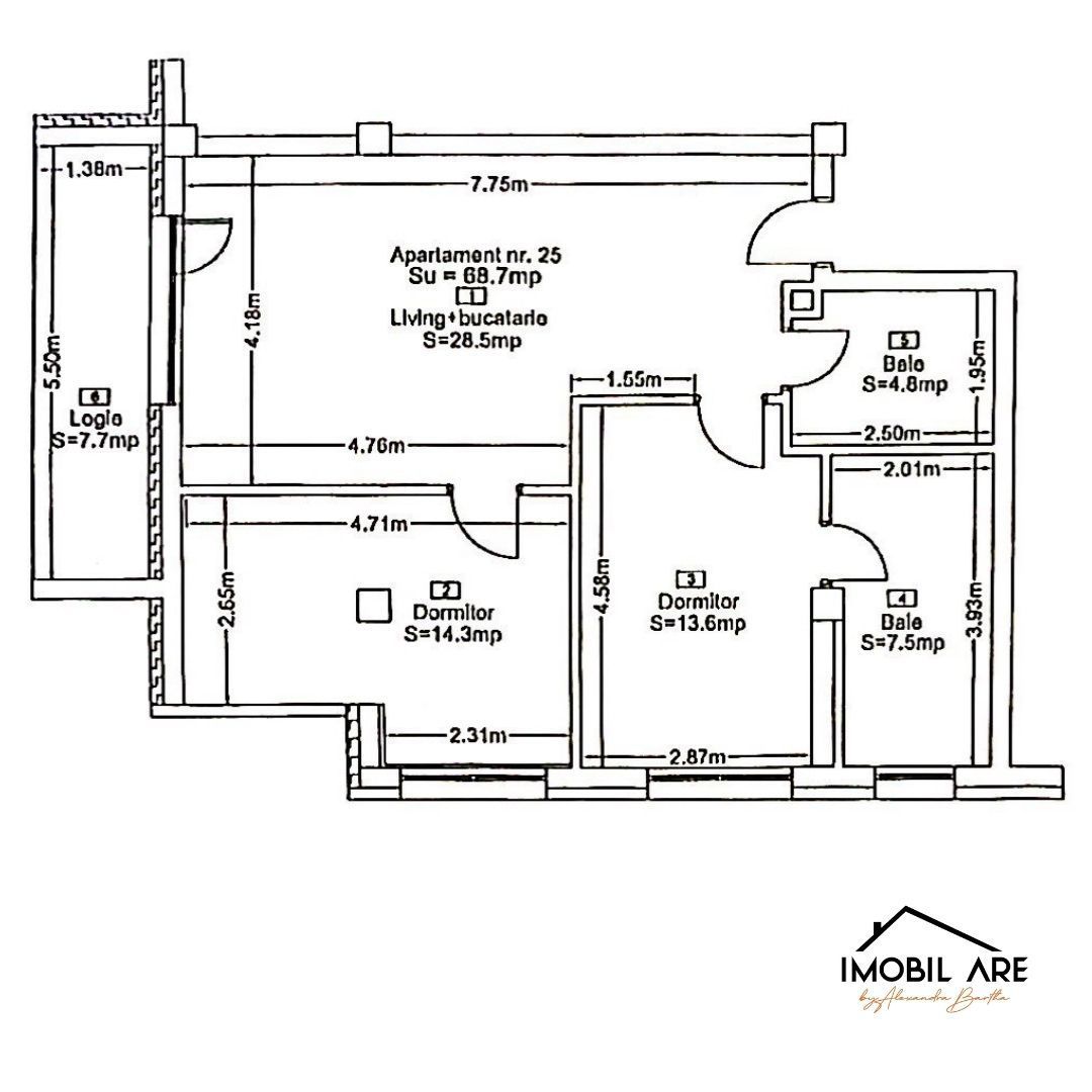 Apartament 3 camere in zona parcului Poligon - Schiță 21