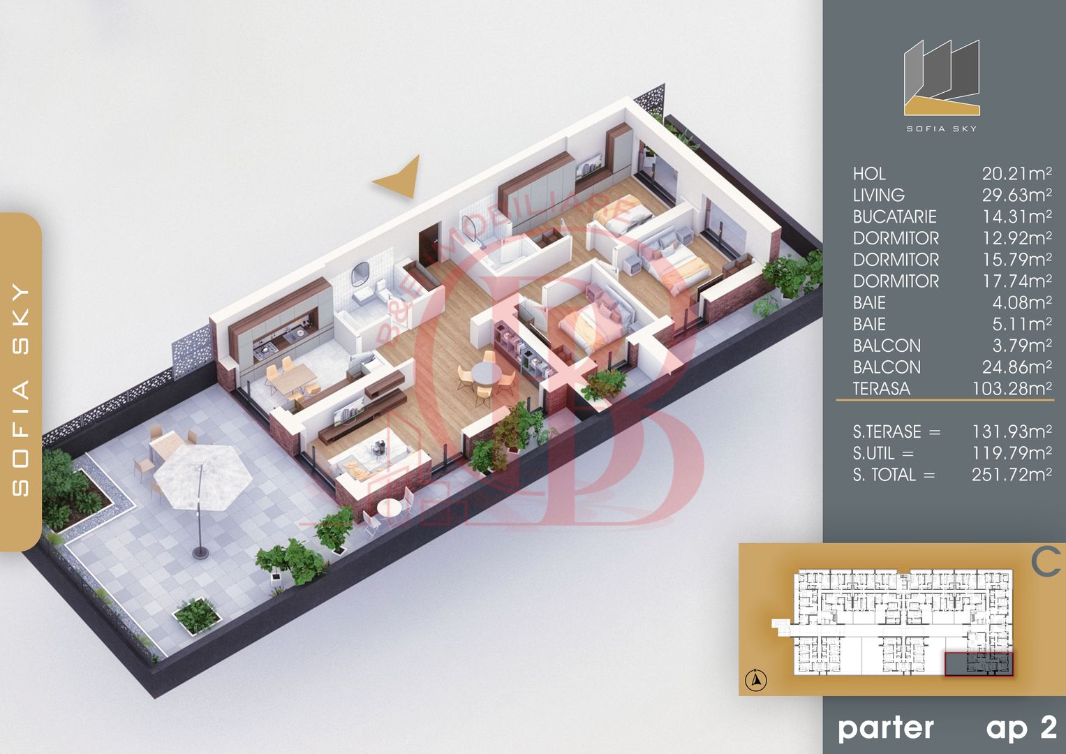 4 camere cu 2 terase mari Bucatarie 14mp la 7min Metrou - Schiță 11