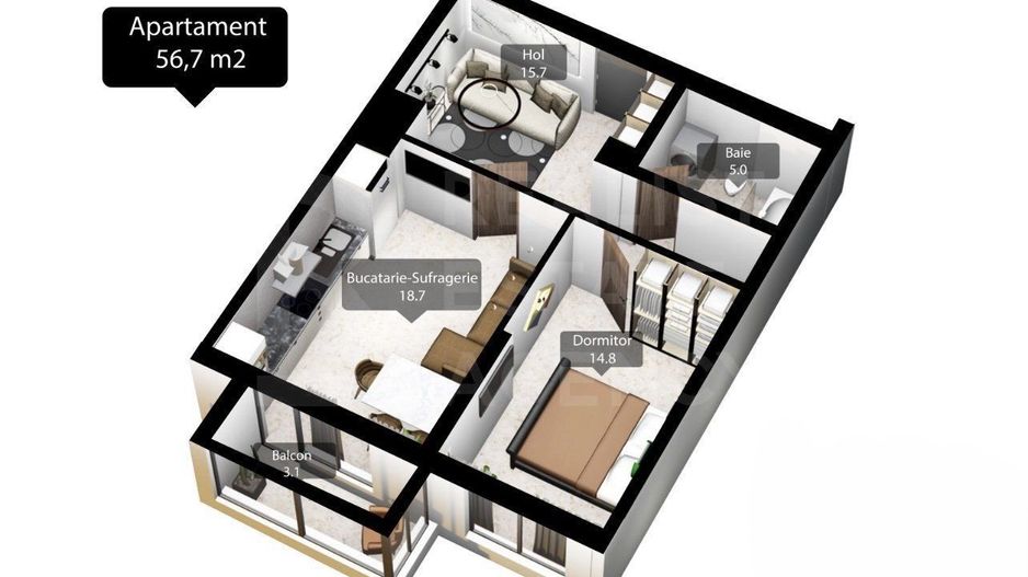 Vânzare, apartament, 1 cameră, strada Iazului, Poșta Veche. - Schiță 2