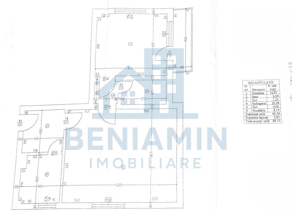 2 Camere - Etaj 3 - Centrala - AC - Mobilat - Utilat - 48mp - Schiță 8