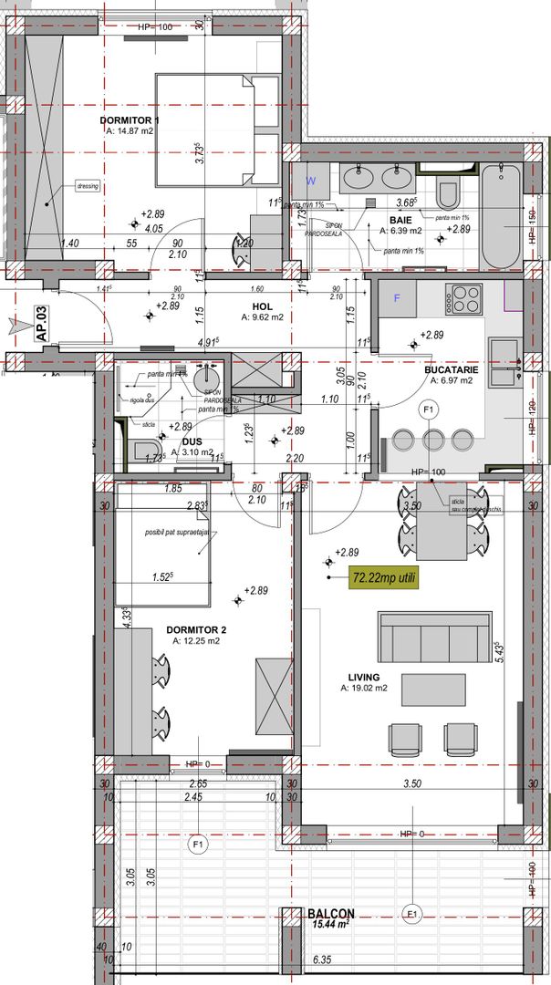 Apartament cu 3 camere, decomandat, mobilat și utilat - întabulat - Poză 10