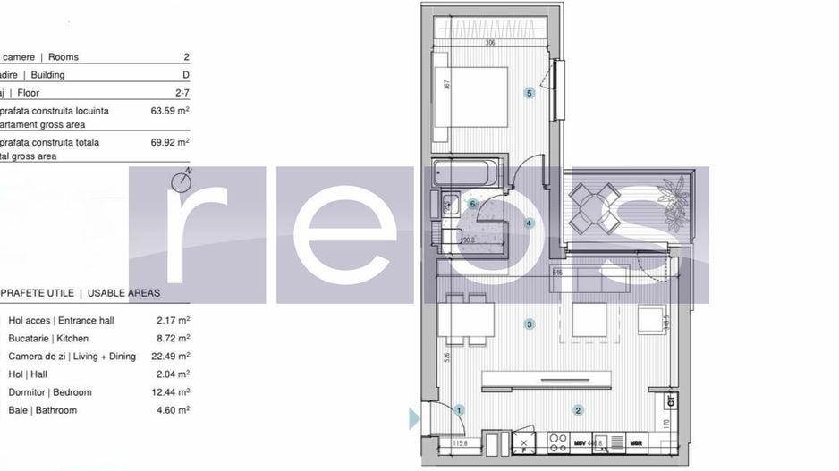 APARTAMENT 2 CAMERE | MOBILAT-UTILAT LUX | PARCARE | STRAULESTI | 64MP - Schiță 19