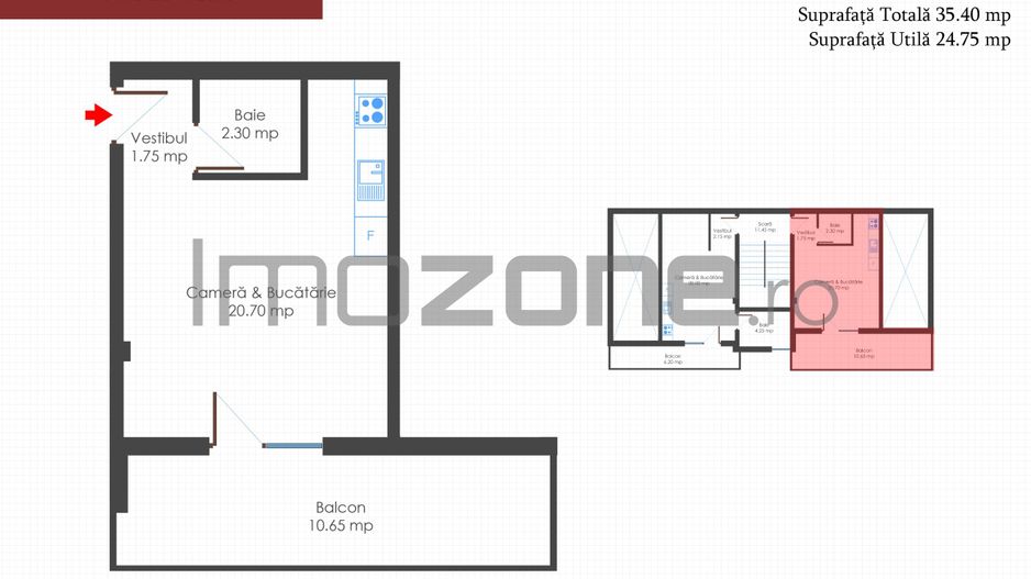 Garsoniera de vanzare, bloc nou, finisatala cheie, centrala termica individuala - Schiță 7